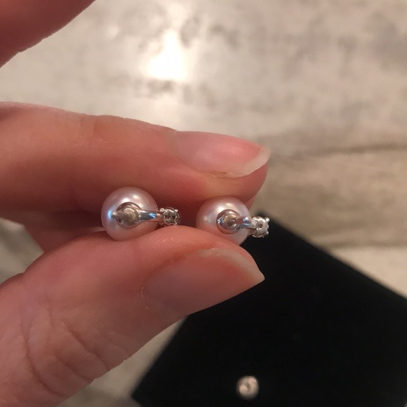 Mikimoto Akoya Stud Earrings with Diamond - Picture 7 of 14